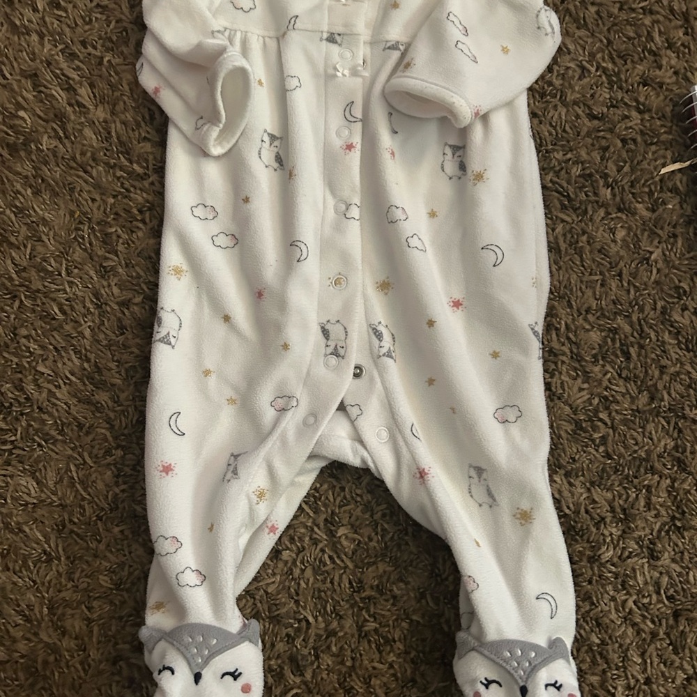 Carter's White and Gray Footies Soft One Pieces